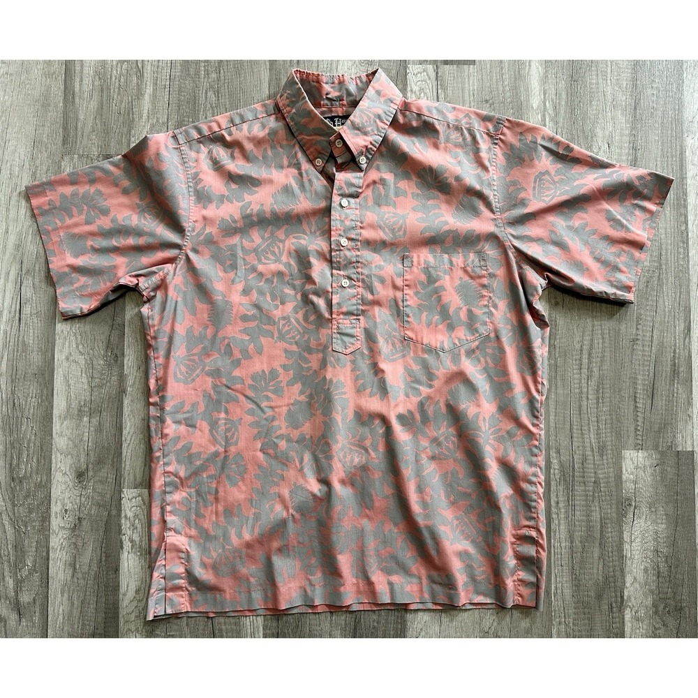 Hawaiian Heritage Allen James Aloha Shirt 1/2 Button Men XL Chest Is‎ 24"